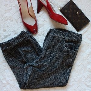 Agnès B Cropped Button Cuff Houndstooth Trousers